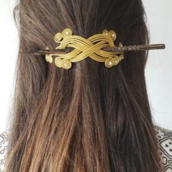 Prendedor de Cabelo Laço com Strass - Capim Dourado Jalapão