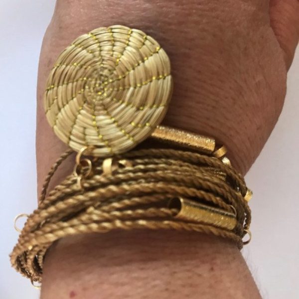 Pulseira, com Fios e Metal - Capim Dourado Jalapão